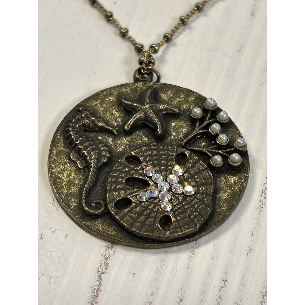 Anne Koplik‎ Designs Pendant Drop Crystals Pearl Coastal Necklace Made in USA
